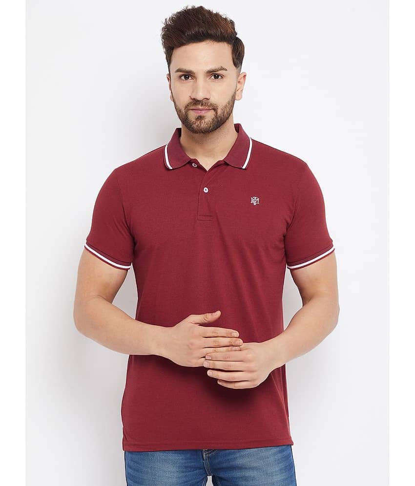 The Million Club Pack of 1 Cotton Blend Regular Fit Solid Half Sleeves Men's Polo T Shirt ( Maroon )