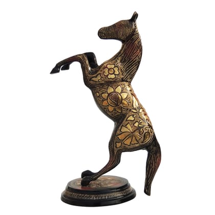 Decorative Brass Jumping Horse Showpiece | Vastu Lucky Brass Horse Idol, Height : 14.5 Inch (ANMAS161)