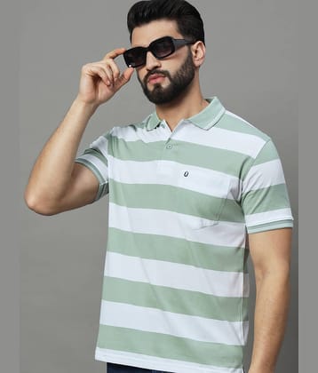 UNIBERRY Pack of 1 Cotton Blend Regular Fit Striped Half Sleeves Men's Polo T Shirt ( Mint Green )
