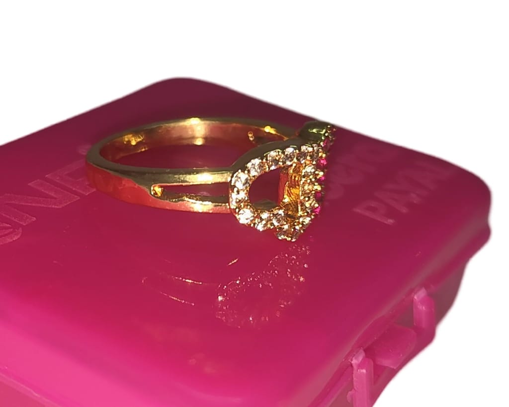 Gold Plated Cubic Zirconia Initial Letter D Ring for Women