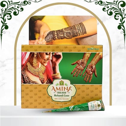 Amina Instant Mehendi Cone | Tattoo Mehndi | Color Paste | Outline Mehandi | Dulhan Mehendi Cone | Natural Henna Cone | Tattoo Mehandi Cones (Green, Pack of 6)