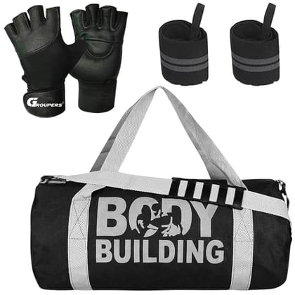 GROUPERS Combo Set of Duffle Canvas Bag with Gloves