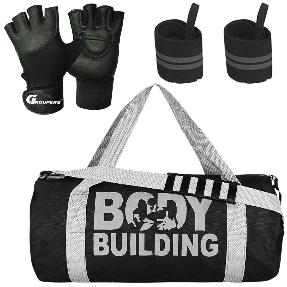 GROUPERS Combo Set of Duffle Canvas Bag with Gloves