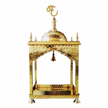 Pure Brass Round Dome Temple – Handcrafted Mandir Showpiece, Height : 24.5 Inch (FMAS311 B)