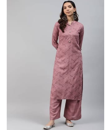 JC4U - Violet Straight Rayon Women's Stitched Salwar Suit ( Pack of 1 )