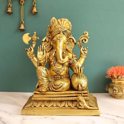 Blessed Ganesha in Brass - 13 Inch Height Blessed Ganesha in Brass - 13 Inch Height