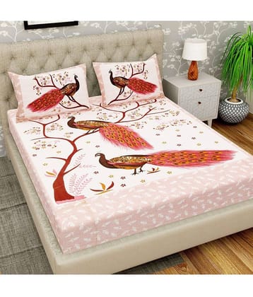 Cosito Cotton 1 Double Bedsheet with 2 Pillow Covers ( Multicolor )