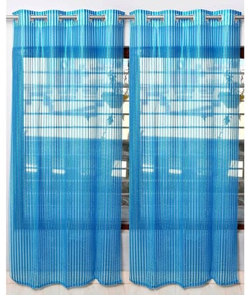 Homefab India Vertical Striped Room Darkening Eyelet Curtain 5 ft ( Pack of 2 ) - Light Blue