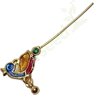 REAL SEED God Krishna/Kanha/Laddu Gopal/Gopala Golden Decorative Bansuri Artificial (God Flute) (Krishna Ji Bansuri)