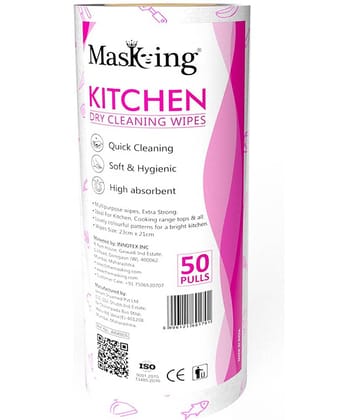 Masking Non-Woven Reusable & Washable Multi Surface Cleaner Wipes Pink 50 no.s