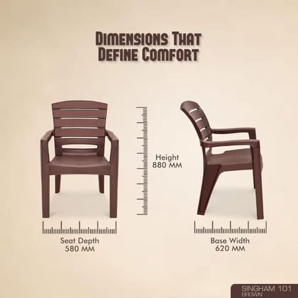 MAHARAJA Heavy Duty Plastic Chair | Matt Pattern Plastic Chair for Home, Kitchen, Living Room, Office | Strong and Sturdy Structure| Bearing Capacity Up to 200Kg