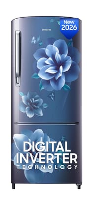 Samsung 183 L, 3 Star, Digital Inverter, Direct-Cool Single Door Refrigerator (RR20H2723CU/NL, Camellia Blue, Single Touch Defrost, 2026 Model) Samsung 183 L, 3 Star, Digital Inverter, Direct-Cool Single Door Refrigerator (RR20H2723CU/NL, Camellia Blue, 