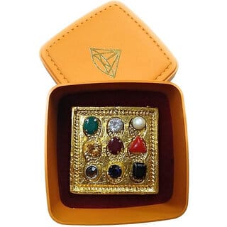 Astro-D Navgrah Yantra with Nine Planets Stone Pooja and Wealth/Business, (Gold, Brass)
