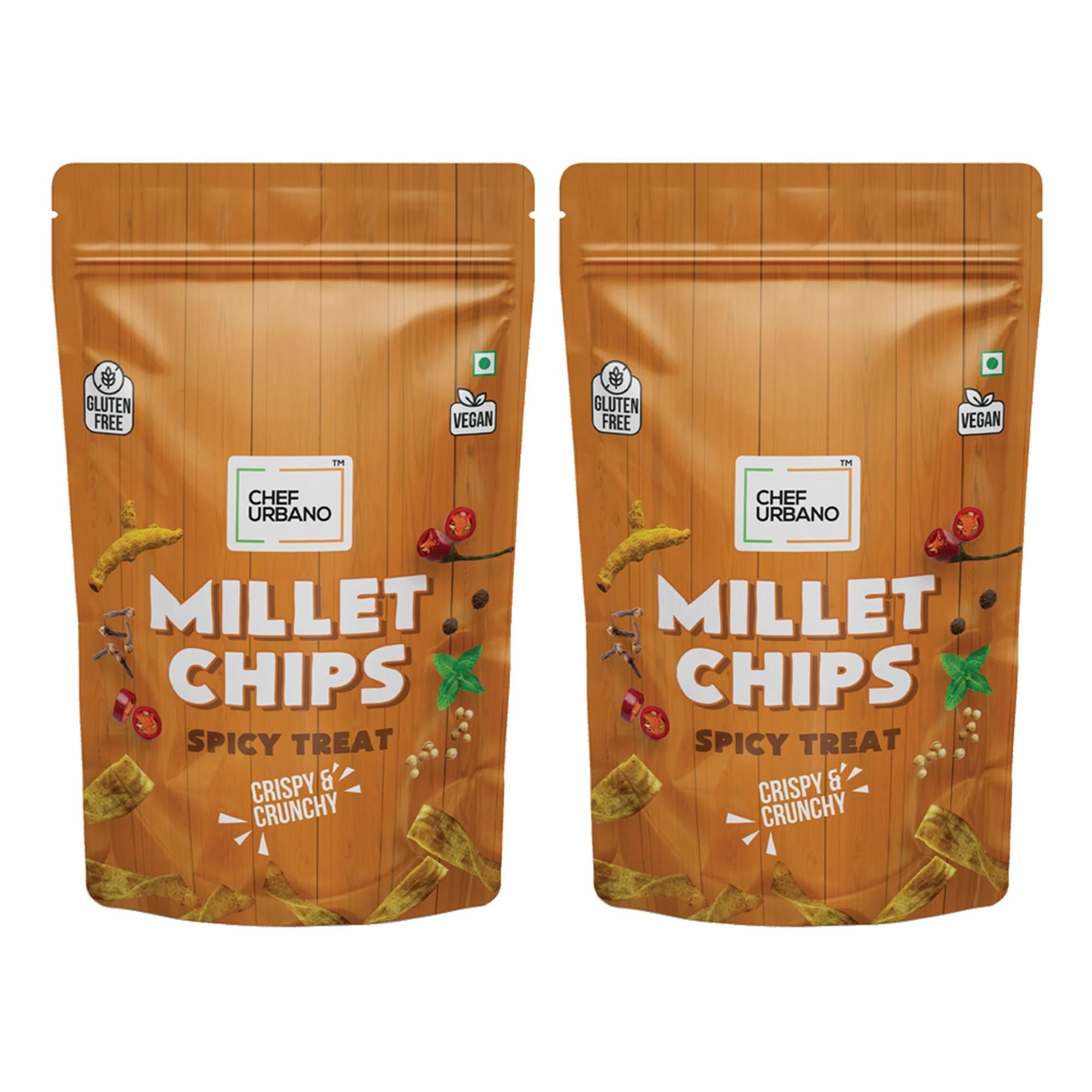 Chef Urbano Combo Chips Millets Spicy Treat Pouch 85 Gms Pack Of 2