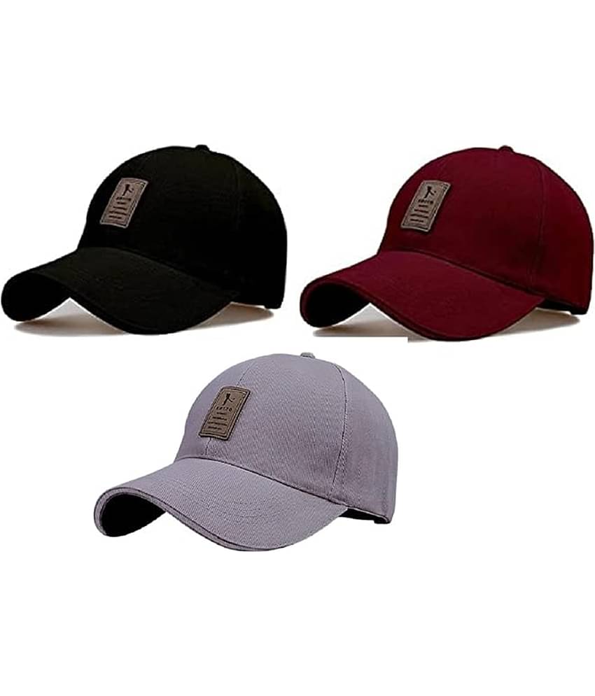 BAYEMA Pack of 3 Cotton Men's Cap ( Multiciolor 3 )