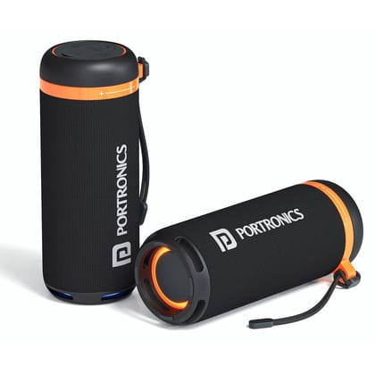 Portronics Breeze 7 Wireless Bluetooth Speaker with Rotational Volume Control, 6 Hours Playtime, Bluetooth 5.4V, Passive Bass Radiator, TWS Mode, RGB LED Lights, Type C Charging