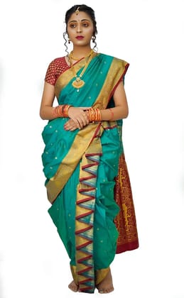 Mom And Me Morpankhi Satin Nauwari Saree (Free Size) | Shahi Mastani | Wedding Mom And Me Morpankhi Satin Nauwari Saree (Free Size) | Shahi Mastani | Wedding