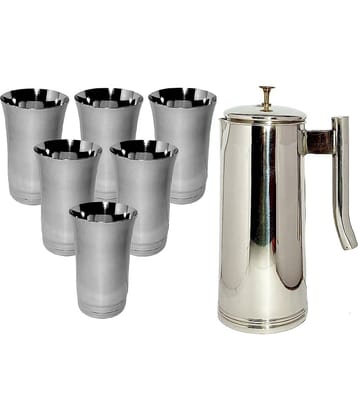 A & H ENTERPRISES Water Jug with Lid Stainless Steel Jug and Glass Combo 1800 mL