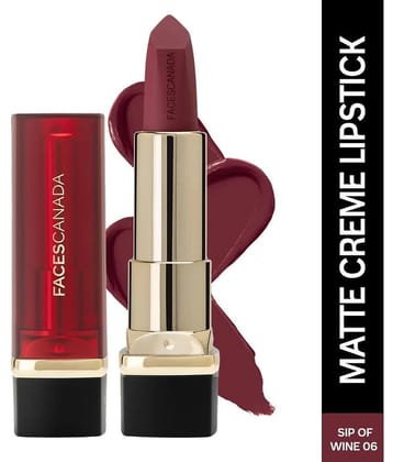 FACES CANADA Comfy Matte Creme Lipstick - Sip Of Wine 06, 4.2g