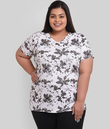Neo Garments Women Cotton Printed Regular Fit V-Neck T-Shirt ( White )