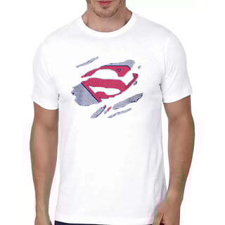 HIT SQUARE White Pure Cotton Round Neck Printed For Men