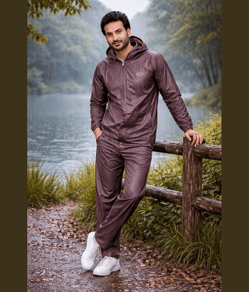 Sindon Brown Nylon Men's Rain Suit Set ( Pack of 1 )