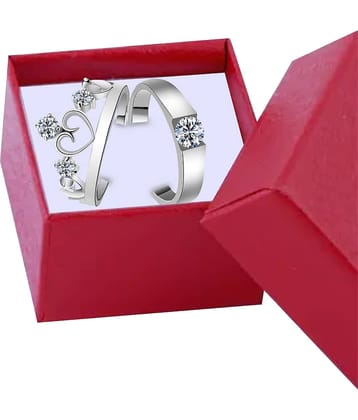Silver Shine Silver Couple Ring ( Pack of 1 )