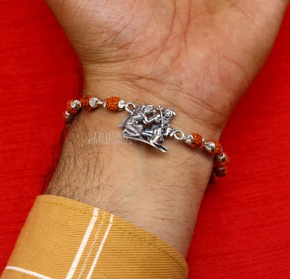 Lord shiva family 925 Sterling silver Rakhi bracelet Rrudrakha and silver beads best gift for your brother's for special gifting rk198-6. / Rudraksh chain rakhi