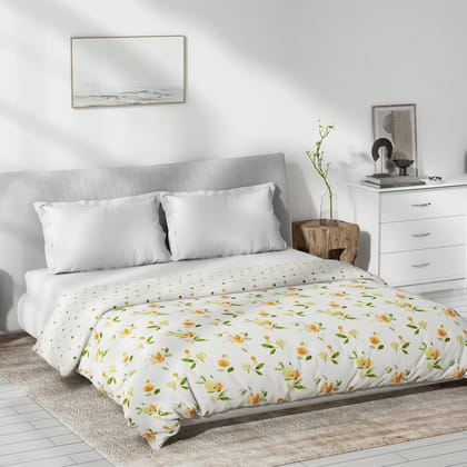DDECOR - Primary Collection 100% Cotton Floral Pattern VOLTC Queen Dohar |229 CM X 254 CM| - Orange