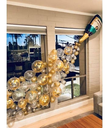 1 Green Bottle + 30 Metallic Balloon (White Gold)