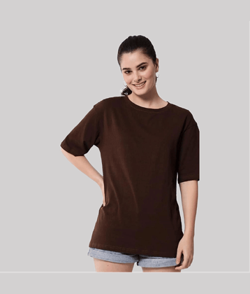 PP Kurtis Women Cotton Solid Oversized Fit Round Neck T-Shirt ( Brown )