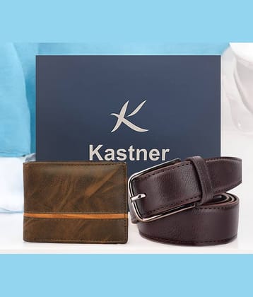 Kastner - Brown Synthetic Men's Belts Wallets Set ( Pack of 2 )