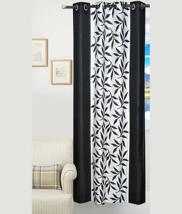 N2C Home Floral Semi-Transparent Eyelet Curtain 9 ft ( Pack of 1 ) - Black