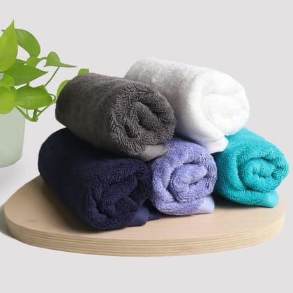 Heelium Bamboo Hand Towels - Set of 5-Deep Blue | Stone Grey | Ocean Teal | Ivory White | Pale Iris