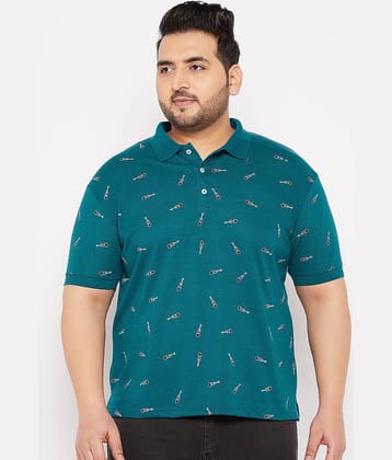 The Million Club Pack of 1 Cotton Blend Regular Fit Printed Half Sleeves Men's Polo T Shirt ( Green )
