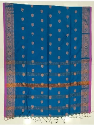 Handloom Copper Jari - Blue