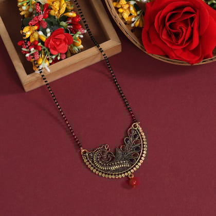 Red Color Mangalsutra (MS291RED)-Length: 44.00 CM x Width: 0.20 CM / Red / Alloy With Good Quality Gold Plated