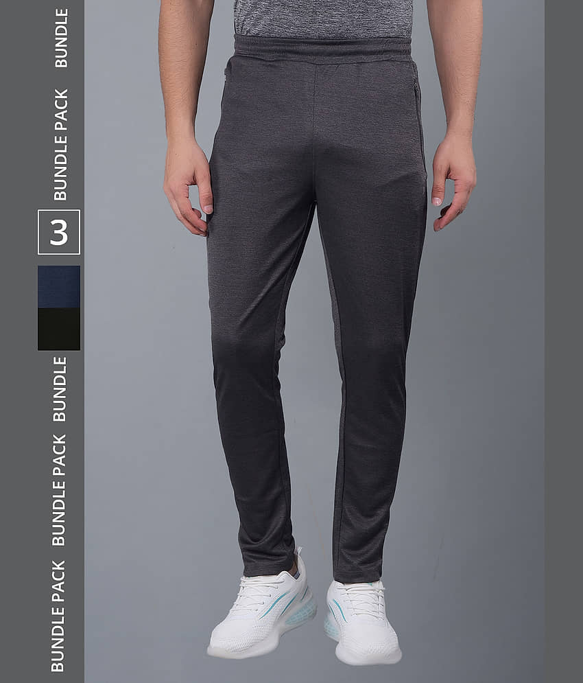 Force NXT Multicolor Polyester Men's Sports Trackpants ( Pack of 3 )