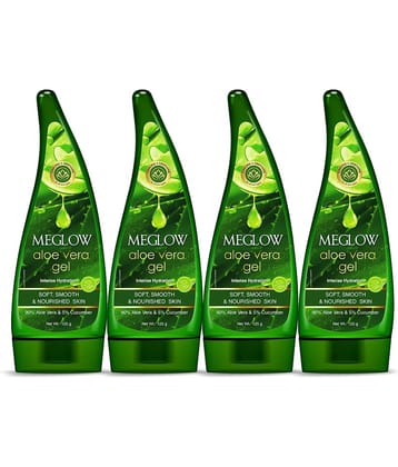 Meglow Aloe Vera Gel for Skin Hydration with Cucumber Extracts for Moisturizing 125g ( Pack of 4 )