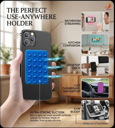 Silicone Suction Phone Holder | Reusable Stick-On Mobile Mount for Selfies, Videos, Mirror & Desk Use (2 Pcs | Random Color) Silicone Suction Phone Holder | Reusable Stick-On Mobile Mount for Selfies, Videos, Mirror & Desk Use (2 Pcs | Random Color)