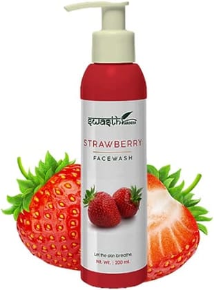 Swasth Arogya Strawberry Face Wash || Skin Hydrate || Anti Aging || Wrinkle Free || Pack Of 1 Bottle Juicy Strawberry Face Wash (200ml.)