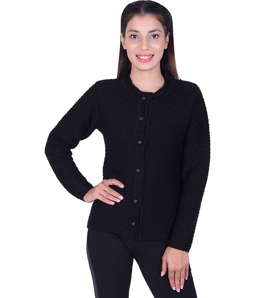 Ogarti Acrylic Black Buttoned Cardigans