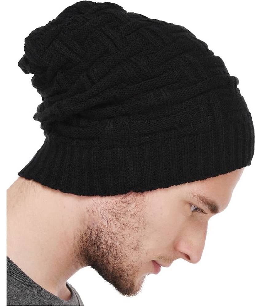 VR Designers Black Plain Wool Caps