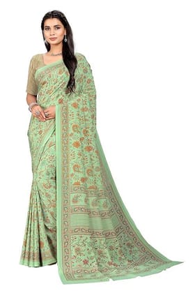 Women's Multicolor Crepe Silk Uniform Saree