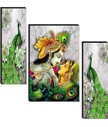 SNDArt Set Of 3 Radha Krishna Wall Paintings For Living Room 12 x 18 inch