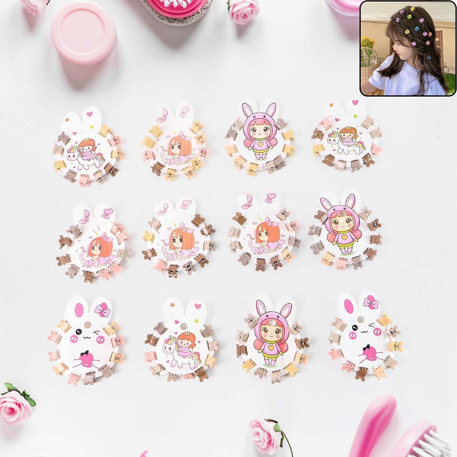 Mini Claw Hair Clips Set for Girls (12 Pkt / 1 Set)