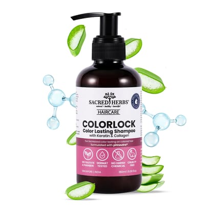 Sacred Herbs® Color Lock Color Lasting Shampoo with Keratin & Collagen-180ml