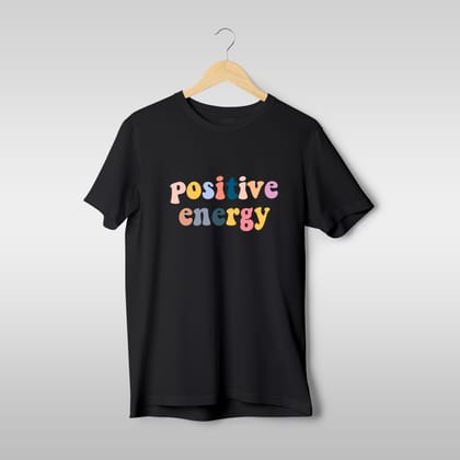 Positive Energy Regular Fit T-Shirt-S / Black / 160 GSM
