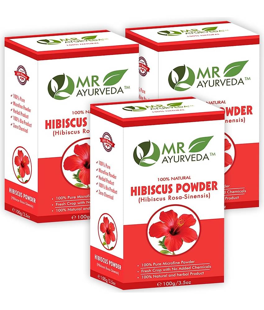 MR Ayurveda 100% Natural Hibiscus Flower Powder Hair Scalp Treatment 300 g Pack of 3