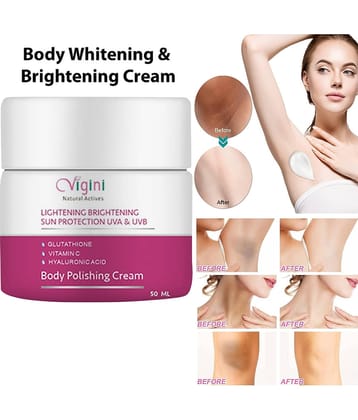 Vigini 100% Natural Actives Skin Lightening Brightening Body Whitening Polishing D Tan Underarm Kojic & Hyaluronic Acid Cream